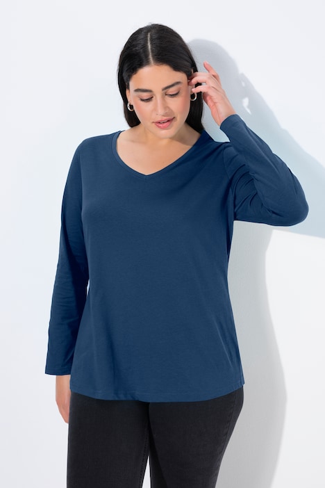 Shirt, Slim, V-Ausschnitt, Langarm