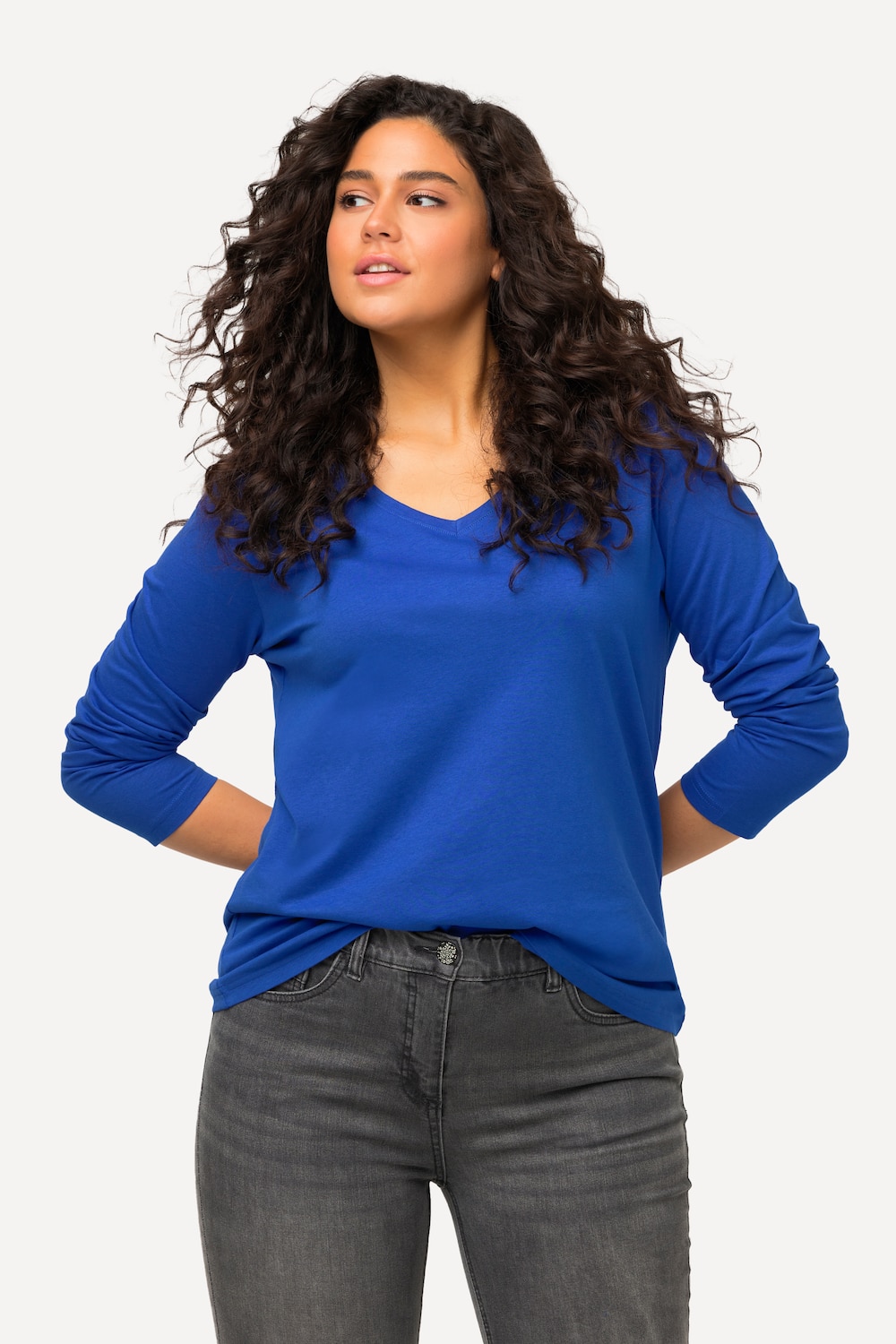 Grote Maten shirt, Dames, blauw, Maat: 58/60, Ulla Popken