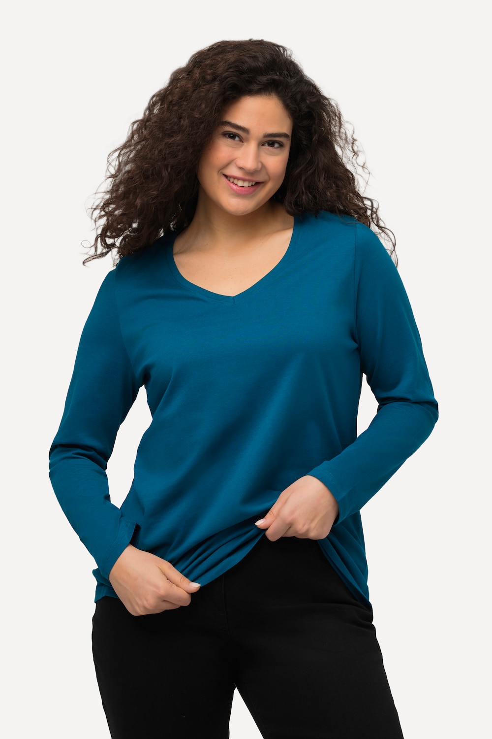 Grote Maten Shirt, Dames, blauw, Maat: 46/48, Katoen, Ulla Popken