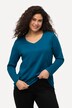 V-Neck Long Sleeves Slim Fit Cotton Knit Tee