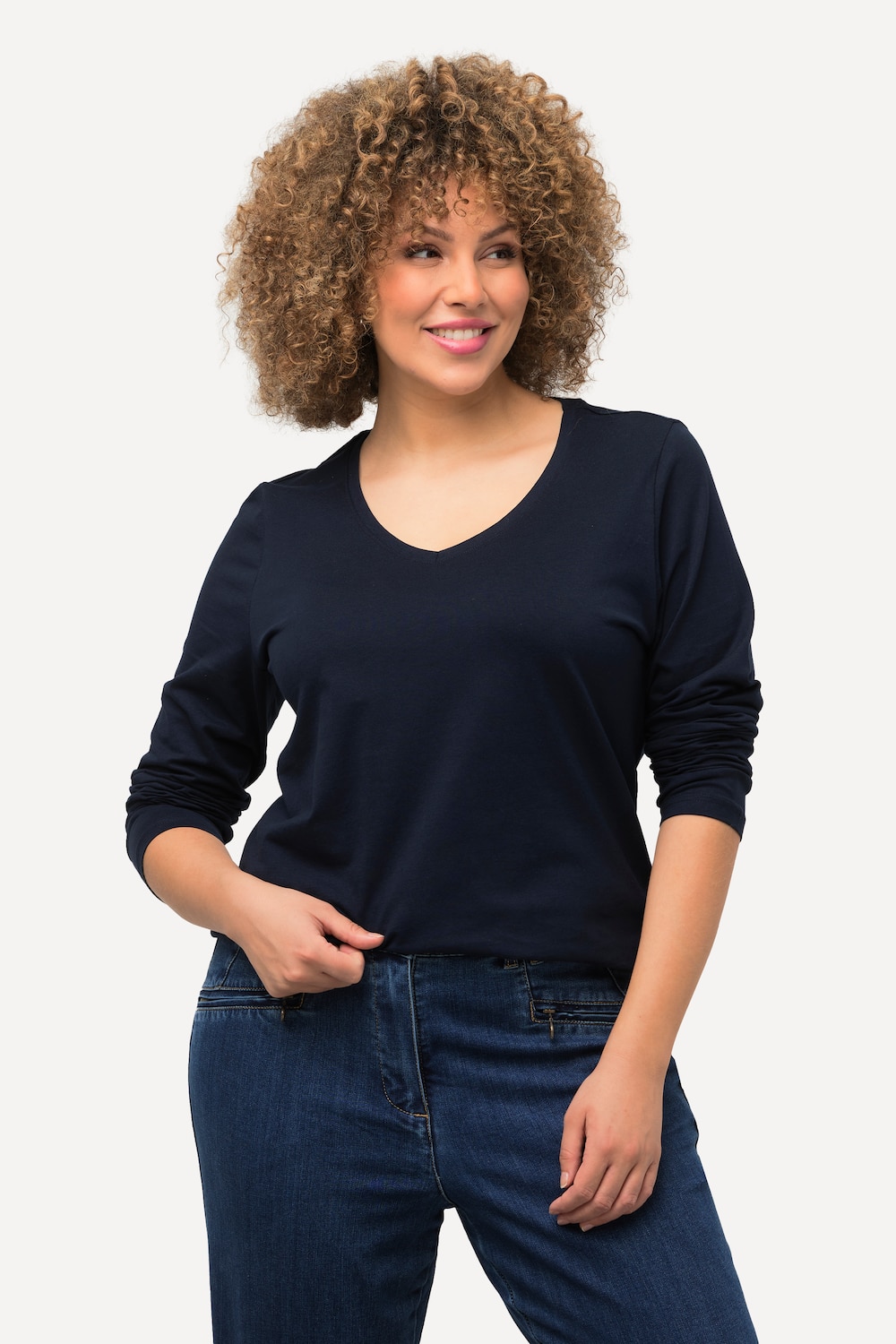 Grote Maten Shirt, Dames, blauw, Maat: 42/44, Katoen, Ulla Popken