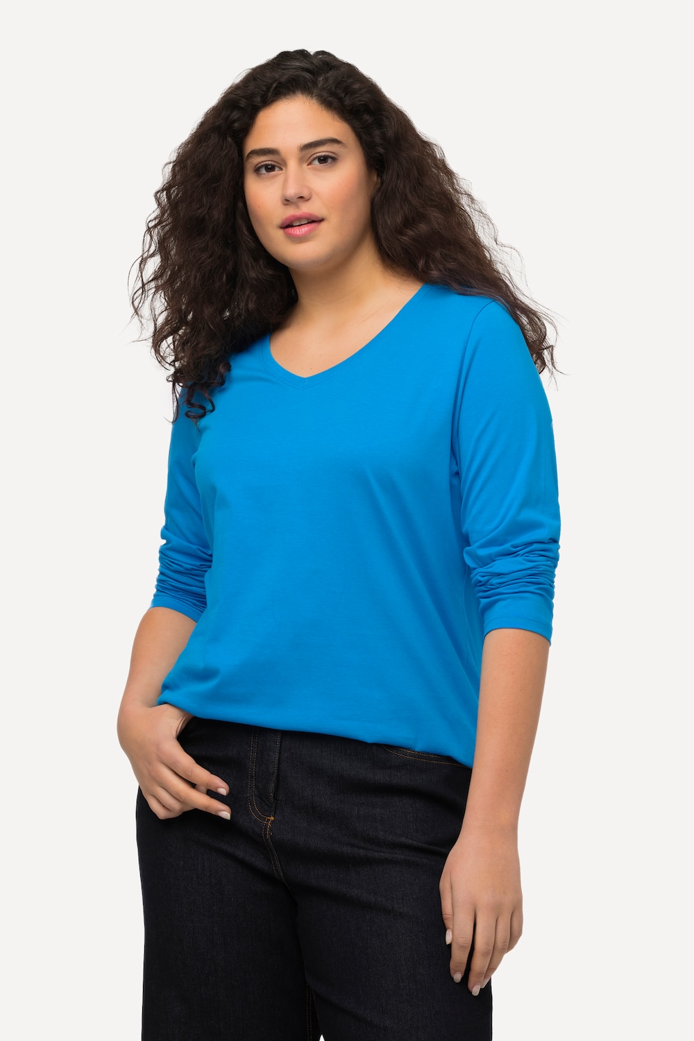 Grote Maten Shirt, Dames, turquoise, Maat: 46/48, Katoen, Ulla Popken