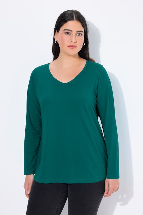 Shirt, Slim, V-Ausschnitt, Langarm