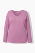 Shirt, slim, V-hals, lange mouw