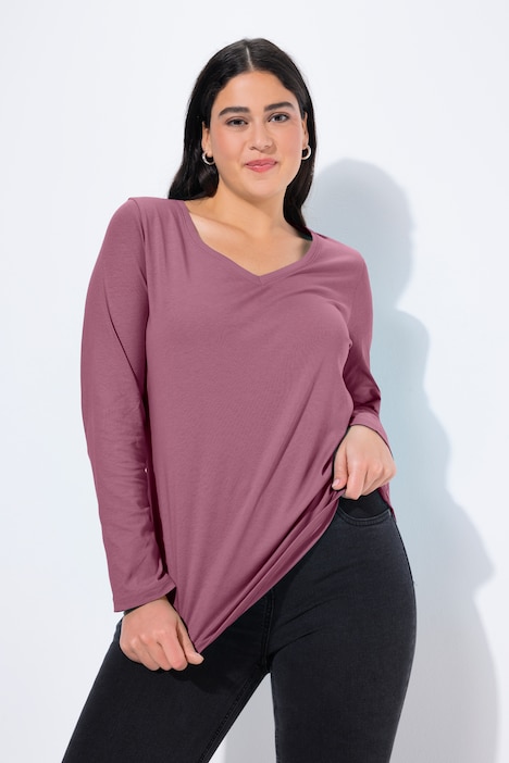 Shirt, Slim, V-Ausschnitt, Langarm