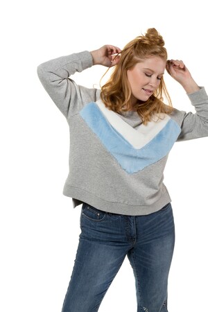 Studio Untold Ulla Popken Sweatshirt Raglanmodel Imitatievacht Zijsplitten Grote Maten studio untold kopen in de aanbieding