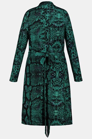 Duże rozmiary sukienka kopertowa z koszulowym kołnierzykiem, damska, zielony turmalin, rozmiar: 54/56, poliester/elastan, Ulla Popken