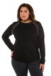 Rhinestone Accent Raglan Sleeve Cotton Sweatshirt
