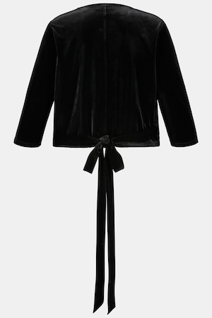 Duże rozmiary bluzka kopertowa z aksamitnego dżerseju, damska, czarna, rozmiar: 54/56, poliester/elastan, Ulla Popken