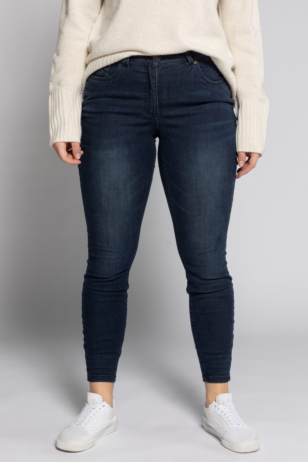 Grote Maten skinny jeans, Dames, blauw, Maat: 44, Katoen/Polyester/Synthetische vezels, Studio Untold