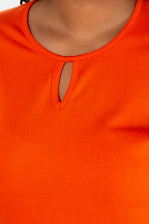 Duże rozmiary Długi T-shirt, damska, czerwony z nutą pomarańczy, rozmiar: 62/64, bawełna, Ulla Popken