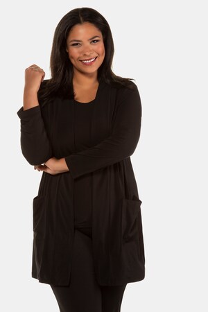Ulla Popken Jacke, Jersey, offene Longform, Langarm - Große Größen