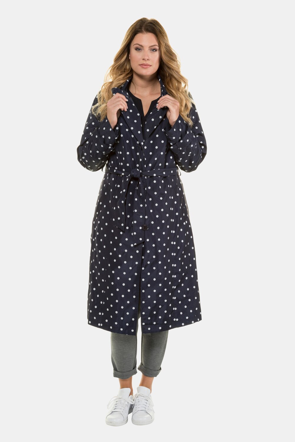 Grote Maten Trenchcoat, Dames, blauw, Maat: 46/48, Polyester, Ulla Popken Grote Maten Trenchcoat, Dames, blauw, Maat: 46/48, Polyester, Ulla Popken