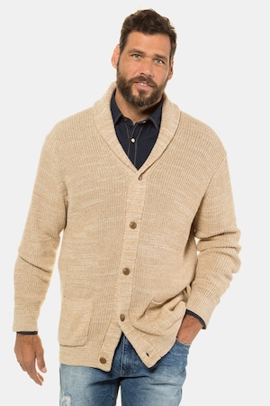 Ulla Popken Strickjacke, Leinen-Mix, Schalkragen - Große Größen