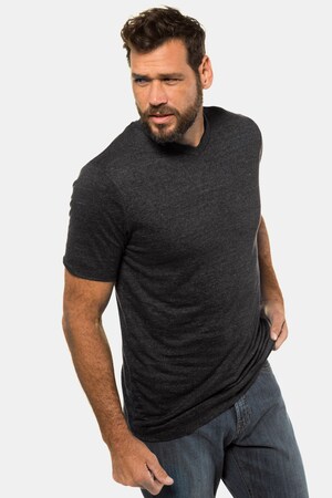 Ulla Popken T-Shirt, Leinenmix, V-Ausschnitt, Halbarm - Große Größen