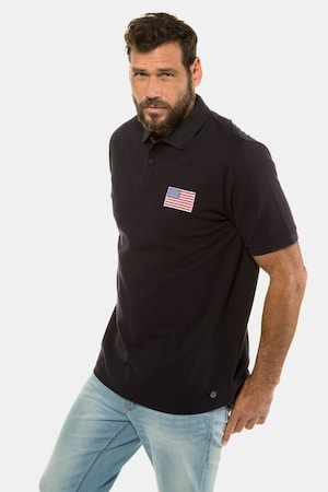 Ulla Popken Poloshirt, USA-Badge, Piqué - Große Größen