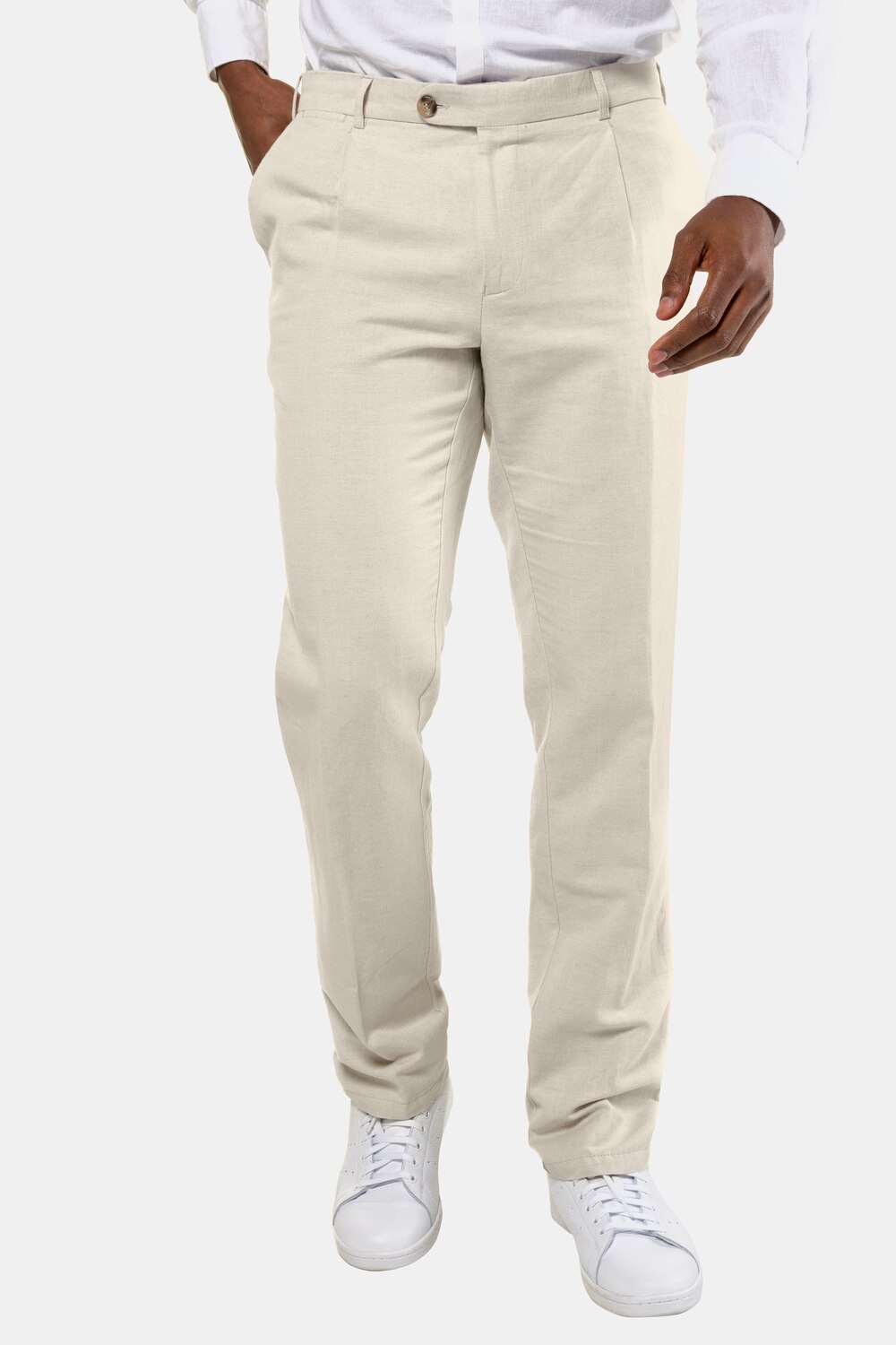 grandes tailles pantalon à pinces, hommes, beige, taille: 54, coton/lin, jp1880