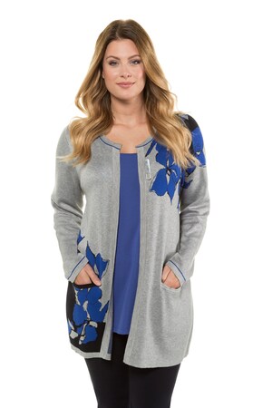 Ulla Popken Vest Lang Open Model Jacquard Bloemen Grote Maten ulla popken kopen in de aanbieding