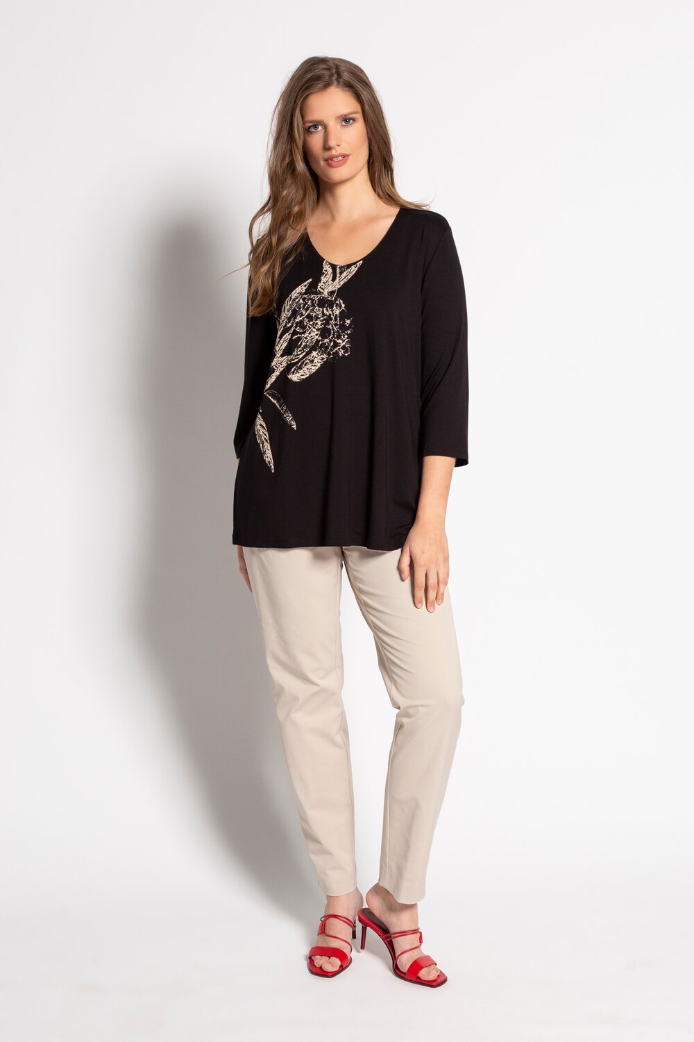 Grote Maten Broek, Dames, beige, Maat: 48, Katoen/Synthetische vezels, Ulla Popken Grote Maten Broek, Dames, beige, Maat: 48, Katoen/Synthetische vezels, Ulla Popken