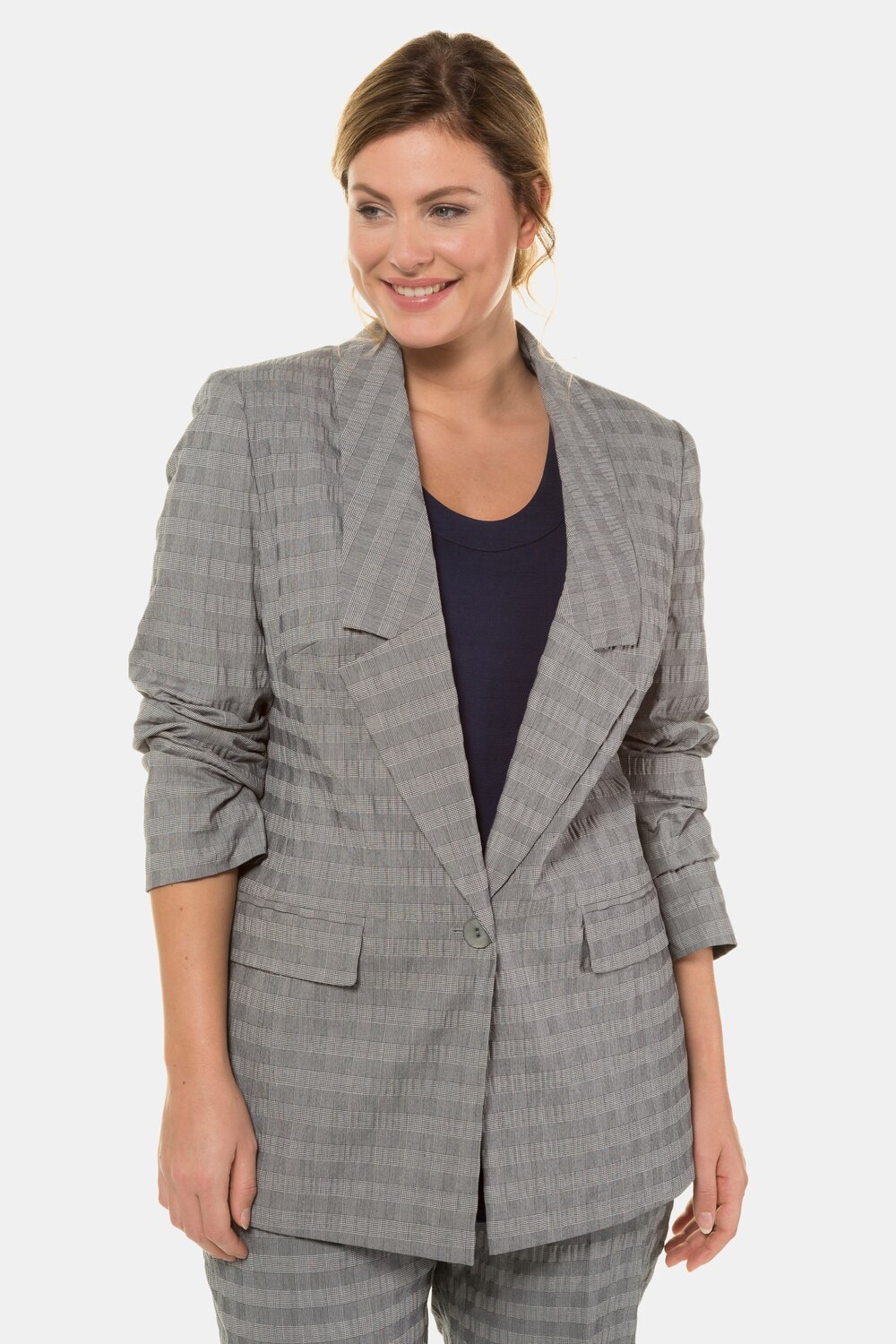 Grote Maten Blazer, Dames, grijs, Maat: 52, Polyester/Kunstzijde/Katoen, Ulla Popken Grote Maten Blazer, Dames, grijs, Maat: 52, Polyester/Kunstzijde/Katoen, Ulla Popken