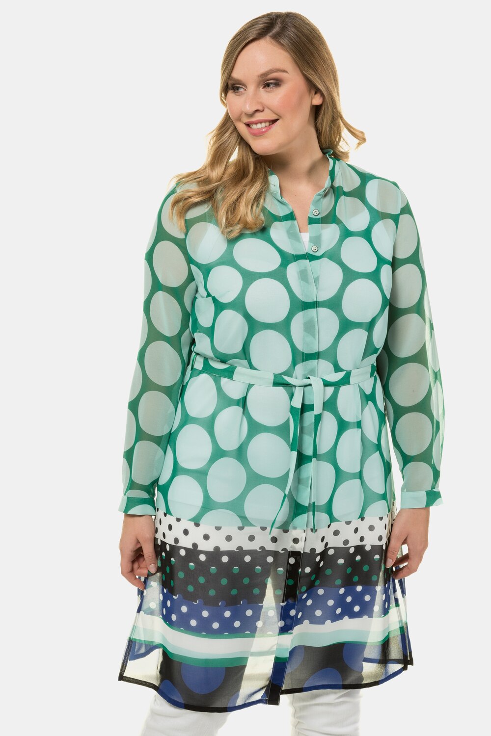 Grote Maten Blouse, Dames, wit, Maat: 42/44, Polyester, Ulla Popken Grote Maten Blouse, Dames, wit, Maat: 42/44, Polyester, Ulla Popken