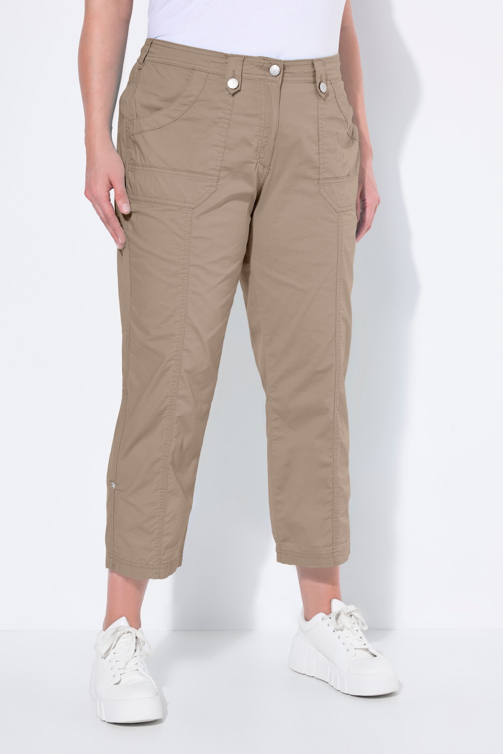 Thumbnail - Große Größen 7/8-Cargohose, Damen, braun, Größe: 54, Baumwolle, Ulla Popken