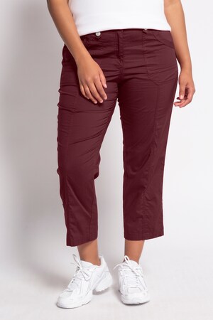Duże rozmiary Spodnie 7/8, damska, ciemne bordowe, rozmiar: 50, bawełna/elastan, Ulla Popken