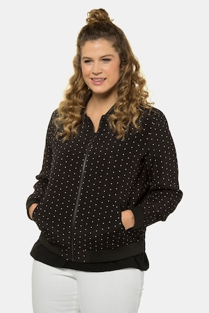 Ulla Popken Blouson, gepunktet, Regular, Collegekragen - Große Größen