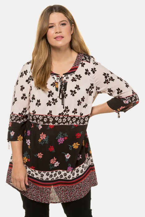 floral printed lace sweater