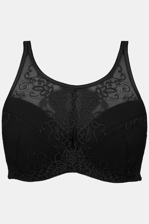 Ulla Popken BH-Top, vorgeformte Softschalen, zarte Spitze, Cup C-D - Große Größen