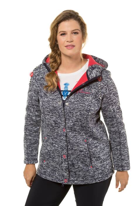 Strickfleece Jacke, meliert, Kontrastfutter, Kapuze Fleecejacken von Ulla Popken für Frauen günstig online