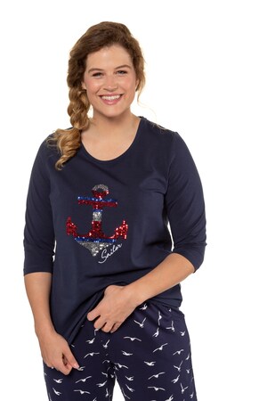 Ulla Popken T Shirt Gekleurde Pailletten Ronde Hals 34 Mouwen Grote Maten ulla popken kopen in de aanbieding