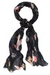 Black Floral Print Crinkle Scarf