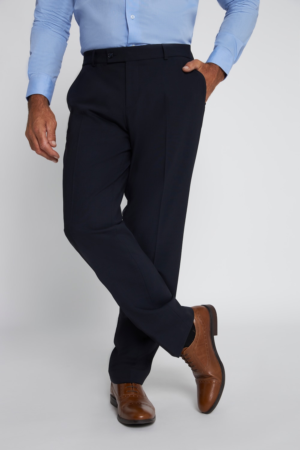 Grote Maten buik-fit broek, Heren, blauw, Maat: 34, Polyester/Wol, JP1880