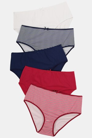 Ulla Popken Slips, 5er-Pack, Streifen, bis Gr. 74/76 - Große Größen