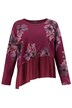 Floral Ruffle Hem Mixed Fabric Sweatshirt