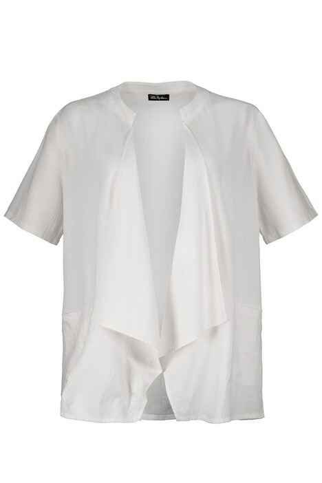Drape Front Short Sleeve Linen Blend Jacket Jackets Jackets