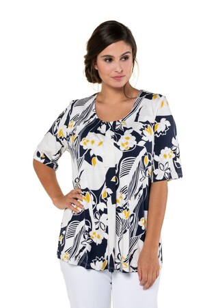 Ulla Popken Shirt Bloemendessin Ronde Hals Grote Maten ulla popken kopen in de aanbieding