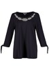 Sprial Embroidered Tie Sleeve Stretch Knit Top
