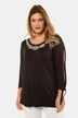 Sprial Embroidered Tie Sleeve Stretch Knit Top