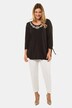 Sprial Embroidered Tie Sleeve Stretch Knit Top