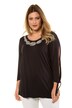 Sprial Embroidered Tie Sleeve Stretch Knit Top