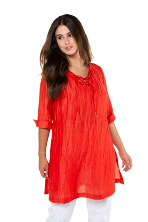 Ulla Popken Tuniek Crashlook Rijgsluiting 34 Mouwen Linnen Grote Maten ulla popken kopen in de aanbieding