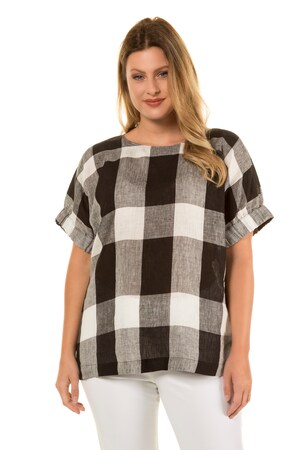 Ulla Popken Tuniek Oversized Aangeknipte Korte Mouwen Linnen Grote Maten ulla popken kopen in de aanbieding