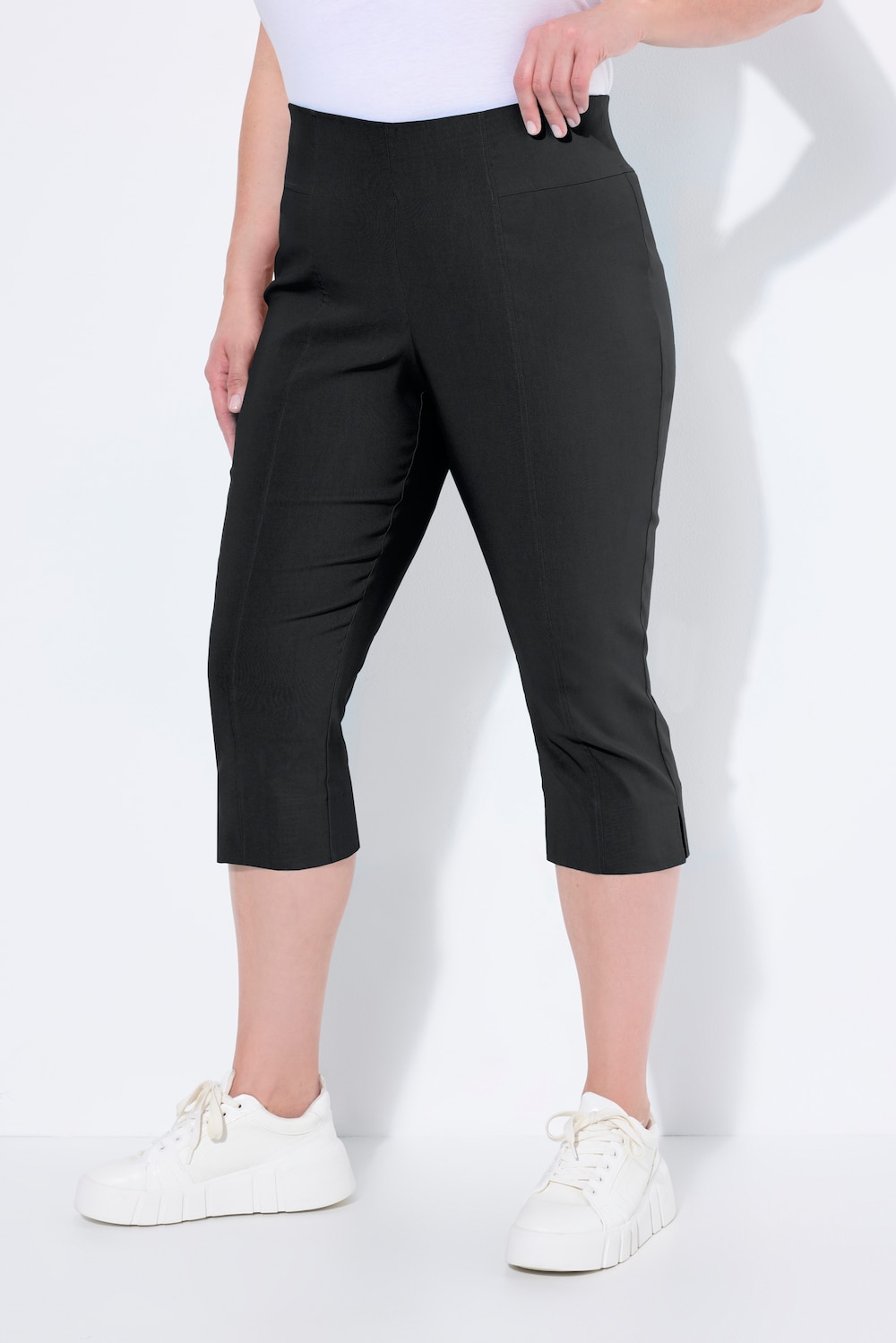 Große Größen Bengalin-Capri, Damen, schwarz, Größe: 44, Viskose/Synthetische Fasern, Ulla Popken