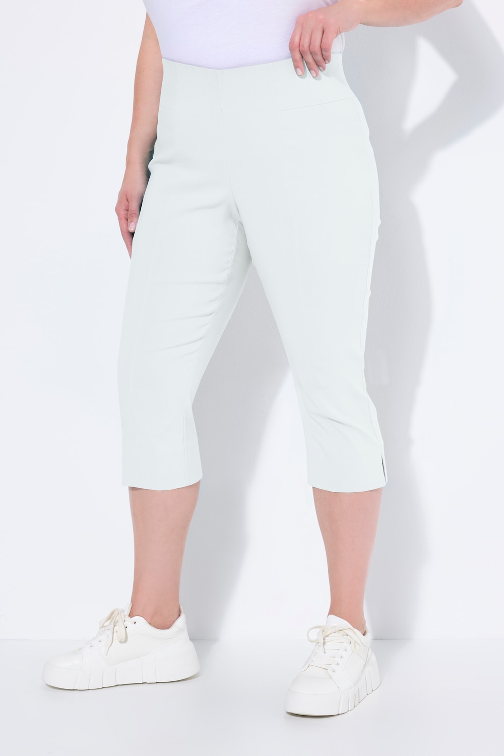 Große Größen Bengalin-Capri, Damen, weiß, Größe: 50, Viskose/Synthetische Fasern, Ulla Popken