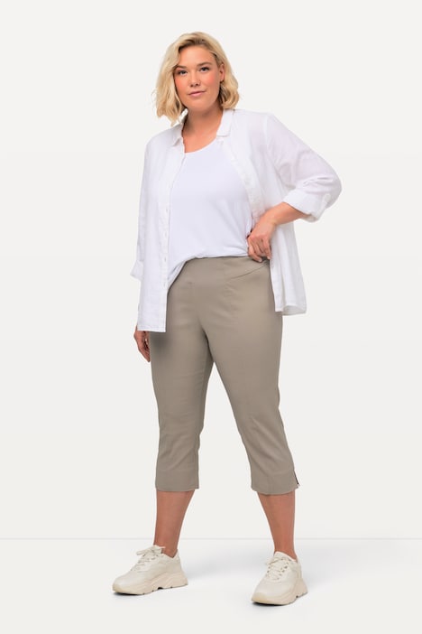Ulla Popken Women's Plus Size Stretch Capri Pants Putty 12 653934 21