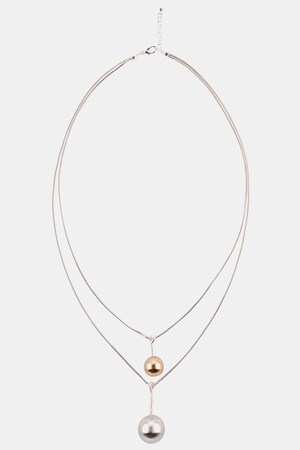 Ulla Popken Kette, zweireihig, Metallic-Perlen, lange Form - Große Größen