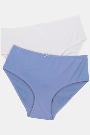 Ulla Popken Slips, 2er-Pack, blau/weiß, Mikrofaser - Große Größen