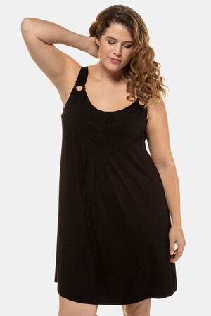 Ulla Popken leichtes Jerseykleid, Zierringe, ärmellos, uni - Große Größen